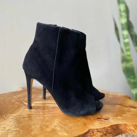 Suede Open Toe Ankle Boots - Picture 3 of 14